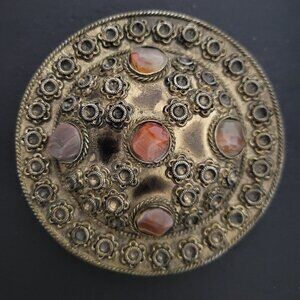 Ethnic metalwork Belt Buckle With Semi-precious Stones